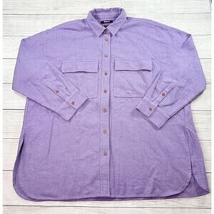 Madewell Womens Brushed Oversized Shirt Jacket Buttons 100% Cotton Purple Size M